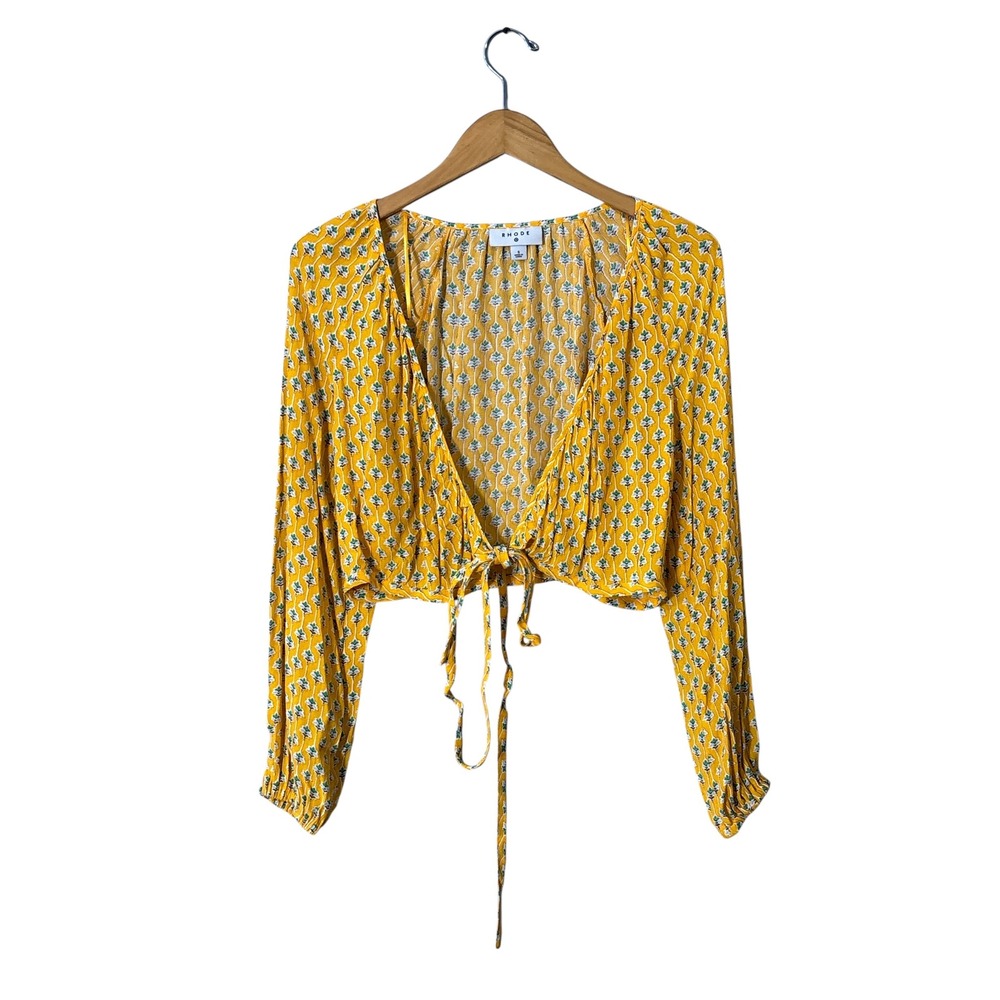 Rhode x Target Yellow Floral Tie-Front‎ Crop Top